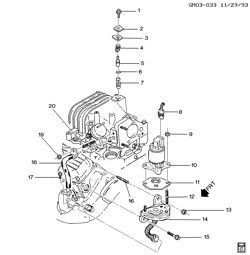 FUEL SYSTEM-EXHAUST-EMISSION SYSTEM Buick Riviera 1995-1995 G E.G.R. VALVE & RELATED PARTS-V6 (L67/3.8-1)