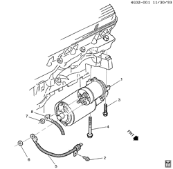 STARTER-GENERATOR-IGNITION-ELECTRICAL-LAMPS Buick Riviera 1995-1996 G STARTER MOTOR MOUNTING-V6 (L67/3.8-1)