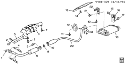 FUEL SYSTEM-EXHAUST-EMISSION SYSTEM Buick Skylark 1994-1994 N EXHAUST SYSTEM-L4 2.3L (L40/2.3-3)(SINGLE EXHAUST)