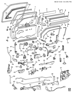 WINDSHIELD-WIPER-MIRRORS-INSTRUMENT PANEL-CONSOLE-DOORS Buick Riviera 1986-1991 E57 DOOR HARDWARE/FRONT