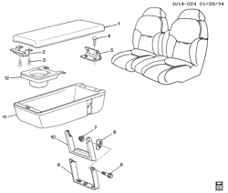 INTERIOR TRIM-FRONT SEAT TRIM-SEAT BELTS Buick Regal 1994-1996 W ARM REST/FRONT SEAT-STORAGE(AM6,D09)