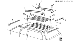 BODY MOLDINGS-SHEET METAL-REAR COMPARTMENT HARDWARE-ROOF HARDWARE Chevrolet Impala SS 1994-1996 B35 LUGGAGE CARRIER/ROOF