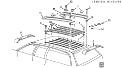 BODY MOLDINGS-SHEET METAL-REAR COMPARTMENT HARDWARE-ROOF HARDWARE Chevrolet Caprice 1991-1993 B35 LUGGAGE CARRIER/ROOF