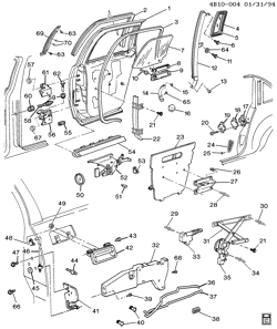 WINDSHIELD-WIPER-MIRRORS-INSTRUMENT PANEL-CONSOLE-DOORS Buick Hearse/Limousine 1993-1993 B69 DOOR HARDWARE/REAR