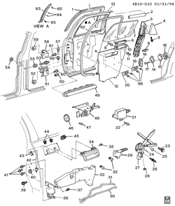 WINDSHIELD-WIPER-MIRRORS-INSTRUMENT PANEL-CONSOLE-DOORS Buick Hearse/Limousine 1994-1996 B35 DOOR HARDWARE/REAR