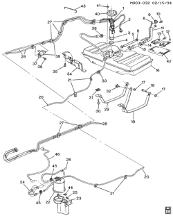 FUEL SYSTEM-EXHAUST-EMISSION SYSTEM Buick Hearse/Limousine 1994-1996 B69 FUEL SUPPLY SYSTEM