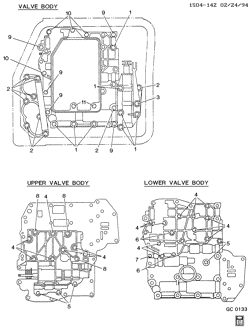 AUTOMATIC TRANSMISSION Chevrolet Prizm 1993-1995 S AUTOMATIC TRANSAXLE VALVE BODY MOUNTING(MX1)