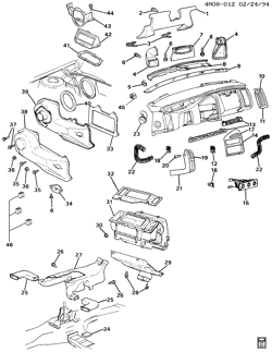 FRONT END SHEET METAL-HEATER-VEHICLE MAINTENANCE Buick Skylark 1992-1995 N HEATER & DEFROSTER SYSTEM