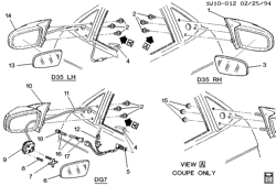 WINDSHIELD-WIPER-MIRRORS-INSTRUMENT PANEL-CONSOLE-DOORS Chevrolet Monte Carlo 1995-1999 W MIRROR/REAR VIEW-EXTERIOR