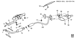FUEL SYSTEM-EXHAUST-EMISSION SYSTEM Buick Somerset 1995-1995 N EXHAUST SYSTEM-L4-2.3L (LD2/2.3D) (SINGLE EXHAUST)