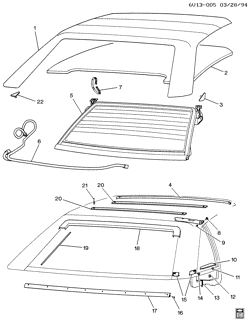BODY WIRING-ROOF TRIM Cadillac Allante 1990-1993 V FOLDING TOP COVER