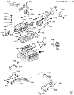 MOTOR 6 CILINDROS Buick Park Avenue 1993-1994 C ENGINE ASM-3.8L V6 PART 5 MANIFOLDS & FUEL RELATED PARTS (L27/3.8L)