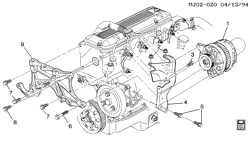 MOTOR DE ARRANQUE-GENERADOR-IGNICIÓN-SISTEMA ELÉCTRICO-LUCES Chevrolet Cavalier 1995-1997 J GENERATOR MOUNTING (LN2/2.2-4)