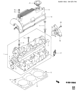 MOTOR 3 CILINDROS Chevrolet Metro 1995-2000 M08 CYLINDER HEAD & COVER-3 CYL (LP2/1.0-6)