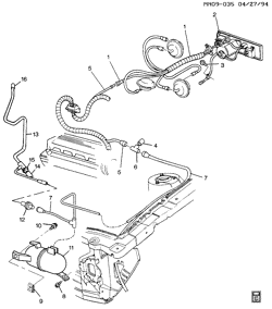 КРЕПЛЕНИЕ КУЗОВА-КОНДИЦИОНЕР-АУДИОСИСТЕМА Pontiac Grand Am 1994-1998 N A/C CONTROL SYSTEM VACUUM-V6-3.1L (L82/3.1M)