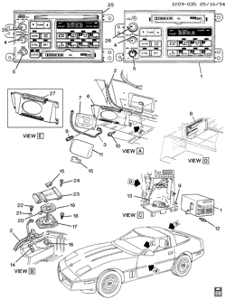 BODY MOUNTING-AIR CONDITIONING-AUDIO/ENTERTAINMENT Chevrolet Corvette 1993-1996 Y AUDIO SYSTEM (EXC (UX0))