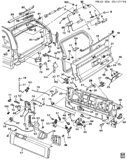 BODY MOLDINGS-SHEET METAL-REAR COMPARTMENT HARDWARE-ROOF HARDWARE Chevrolet Caprice 1991-1991 B35 TAILGATE HARDWARE