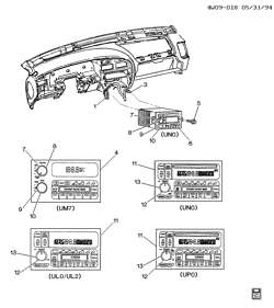 BODY MOUNTING-AIR CONDITIONING-AUDIO/ENTERTAINMENT Buick Regal 1995-1995 W RADIO ASM & MOUNTING