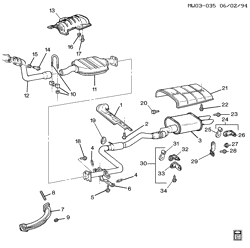 FUEL SYSTEM-EXHAUST-EMISSION SYSTEM Chevrolet Lumina 1994-1994 W EXHAUST SYSTEM-V6 (LH0/3.1T)