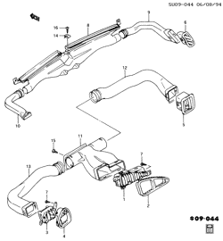 BODY MOUNTING-AIR CONDITIONING-AUDIO/ENTERTAINMENT Chevrolet Metro 1995-2001 M AIR DISTRIBUTION ASM