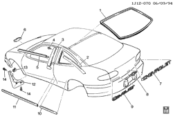 BODY MOLDINGS-SHEET METAL-REAR COMPARTMENT HARDWARE-ROOF HARDWARE Chevrolet Cavalier 1995-1996 JC37 MOLDINGS/BODY