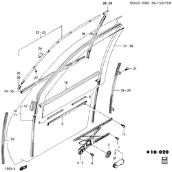 PARE-BRISE - ESSUI-GLACE - RÉTROVISEURS - TABLEAU DE BOR - CONSOLE - PORTES Chevrolet Sprint 1989-1994 M08-68-69 LÈVE-GLACE ET FERRURE/AVANT