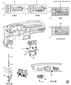 BODY MOUNTING-AIR CONDITIONING-AUDIO/ENTERTAINMENT Chevrolet Corsica 1993-1996 L AUDIO SYSTEM
