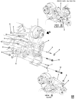 BODY MOUNTING-AIR CONDITIONING-AUDIO/ENTERTAINMENT Pontiac Firebird 1991-1992 F A/C COMPRESSOR MOUNTING (L03,L98,LB9)