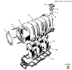 FUEL SYSTEM-EXHAUST-EMISSION SYSTEM Pontiac Bonneville 1995-1995 H AIR INTAKE CHAMBER & MANIFOLD UPPER(L36/3.8K)