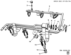 FUEL SYSTEM-EXHAUST-EMISSION SYSTEM Pontiac Firebird 1995-2002 F FUEL INJECTOR RAIL (L36/3.8K)