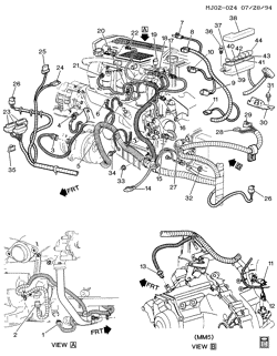 LÂMPADAS-ELÉTRICAS-IGNIÇÃO-GERADOR-MOTOR DE ARRANQUE Chevrolet Cavalier 1995-1995 J WIRING HARNESS/ENGINE (LD2/2.3D)