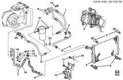 BODY MOUNTING-AIR CONDITIONING-AUDIO/ENTERTAINMENT Chevrolet Corvette 1992-1995 Y A/C REFRIGERATION SYSTEM (LT5)