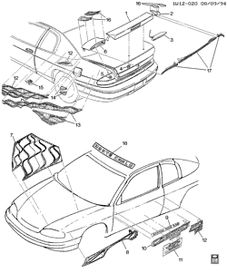BODY MOLDINGS-SHEET METAL-REAR COMPARTMENT HARDWARE-ROOF HARDWARE Chevrolet Lumina 1995-1995 W27 ORNAMENTATION/BODY (BRICKYARD 400 Y92)