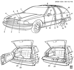 FRONT END SHEET METAL-HEATER-VEHICLE MAINTENANCE Buick Hearse/Limousine 1994-1996 B35 LABELS