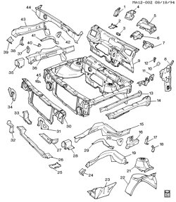 BODY MOLDINGS-SHEET METAL-REAR COMPARTMENT HARDWARE-ROOF HARDWARE Buick Century 1992-1996 A SHEET METAL/BODY ENGINE AND DASH