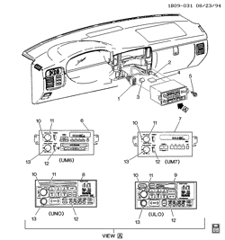 BODY MOUNTING-AIR CONDITIONING-AUDIO/ENTERTAINMENT Chevrolet Impala SS 1995-1996 B RADIO ASM & MOUNTING