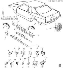 BODY MOLDINGS-SHEET METAL-REAR COMPARTMENT HARDWARE-ROOF HARDWARE Cadillac Eldorado 1994-1994 E MOLDINGS/BODY-BELOW BELT