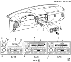 BODY MOUNTING-AIR CONDITIONING-AUDIO/ENTERTAINMENT Buick Estate Wagon 1995-1996 B RADIO ASM & MOUNTING