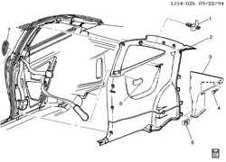 ОТДЕЛКА САЛОНА - ОТДЕЛКА ПЕРЕДН. СИДЕНЬЯ-РЕМНИ БЕЗОПАСНОСТИ Chevrolet Cavalier 1995-1996 J37 TRIM/QUARTER