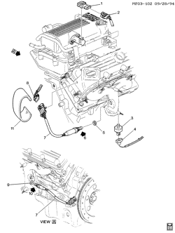 FUEL SYSTEM-EXHAUST-EMISSION SYSTEM Chevrolet Camaro 1995-1997 F M.A.P. & OXYGEN SENSORS (L36/3.8K)