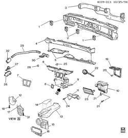 BODY MOUNTING-AIR CONDITIONING-AUDIO/ENTERTAINMENT Buick Park Avenue 1992-1996 C AIR DISTRIBUTION SYSTEM
