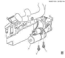 STARTER-GENERATOR-IGNITION-ELECTRICAL-LAMPS Chevrolet Lumina APV 1992-1995 U STARTER MOTOR MOUNTING (L27/3.8L)