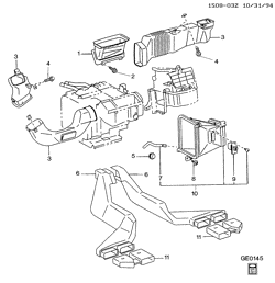 FRONT END SHEET METAL-HEATER-VEHICLE MAINTENANCE Chevrolet Prizm 1993-1997 S HEATER & DEFROSTER SYSTEM