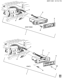 КРЕПЛЕНИЕ КУЗОВА-КОНДИЦИОНЕР-АУДИОСИСТЕМА Buick Estate Wagon 1994-1996 B A/C & HEATER CONTROL ASM (C67)