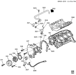 MOTOR 6 CILINDROS Buick Century 1994-1996 A ENGINE ASM-3.1L V6 PART 3 FRONT COVER & COOLING (L82/3.1M)