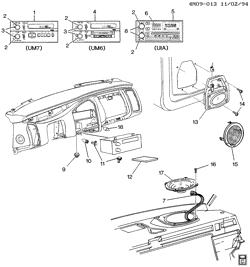 BODY MOUNTING-AIR CONDITIONING-AUDIO/ENTERTAINMENT Buick Skylark 1992-1993 N AUDIO SYSTEM