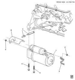 STARTER-GENERATOR-IGNITION-ELECTRICAL-LAMPS Pontiac Firebird 1993-1995 F STARTER MOTOR MOUNTING (L32/3.4S)