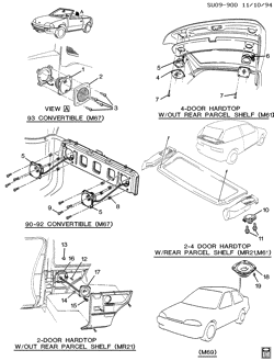 КРЕПЛЕНИЕ КУЗОВА-КОНДИЦИОНЕР-АУДИОСИСТЕМА Chevrolet Metro 1989-1994 M AUDIO SYSTEM REAR SPEAKERS