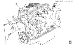 COOLING SYSTEM-GRILLE-OIL SYSTEM Chevrolet Cavalier 1995-1997 J TENSIONER/DRIVE BELT (LN2/2.2-4)