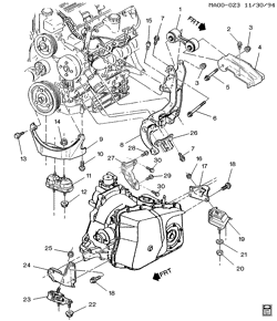 6-ЦИЛИНДРОВЫЙ ДВИГАТЕЛЬ Buick Century 1994-1994 A ENGINE & TRANSMISSION MOUNTING-V6 (L82/3.1M)